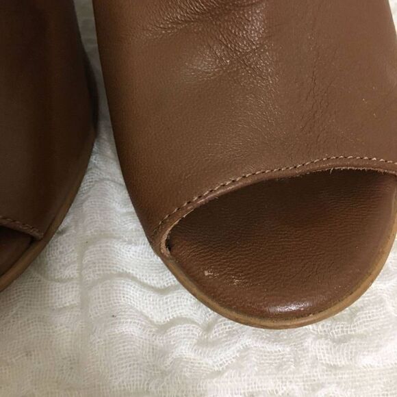 Steve Madden Brown Leather Open Toe Booties Size 9 - Picture 9 of 11